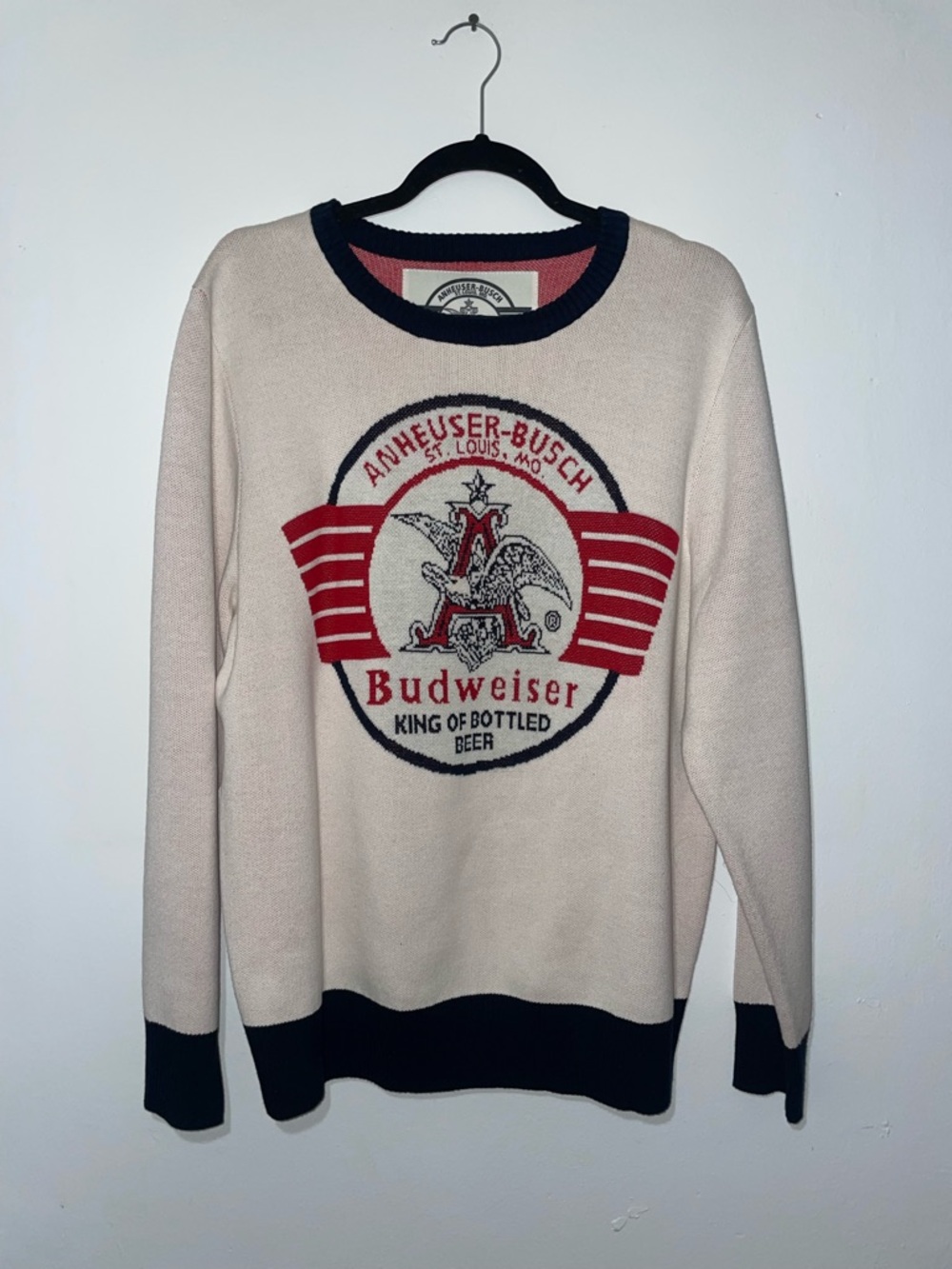 Vintage Budweiser Cream Crewneck Sweater